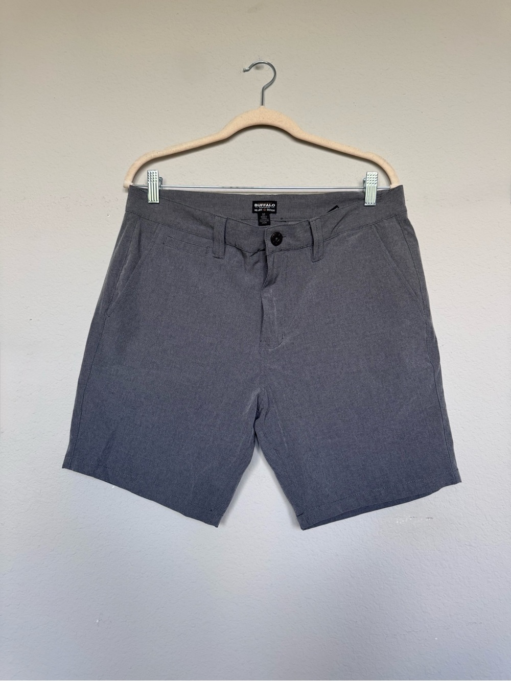 Buffalo David Bitton Dark Gray Flat-Front Men’s Shorts